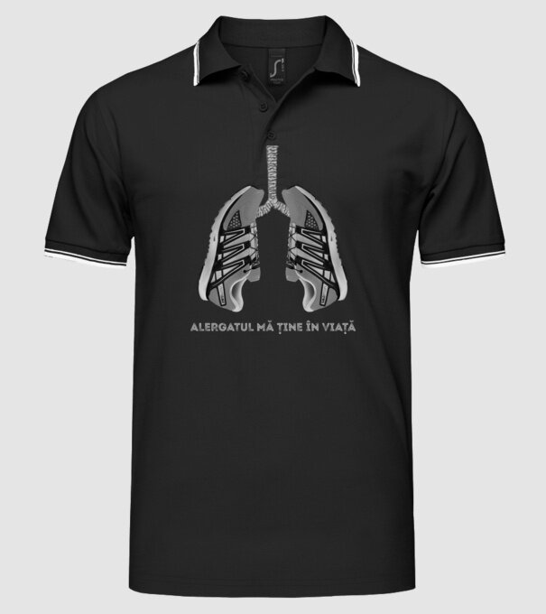 Alergatul mă ține în viață model negru pe tricou