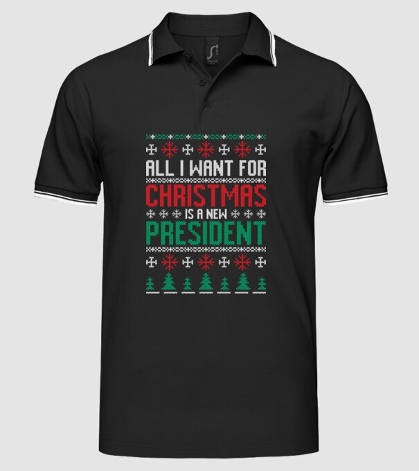All I want for christmas model negru pe tricou