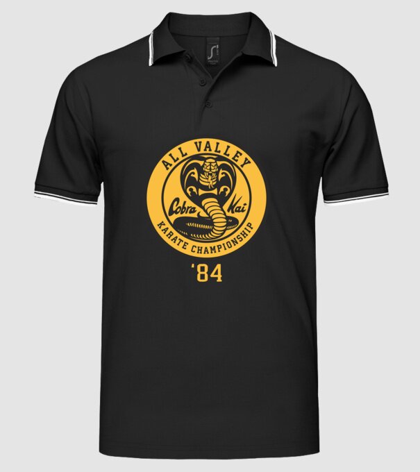 all valley karate cobra kai model negru pe tricou