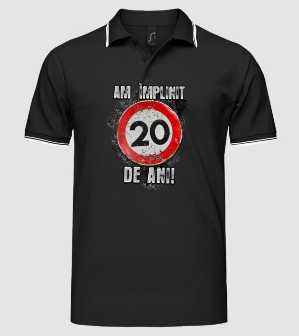 Am împlinit 20 de ani! model negru pe tricou