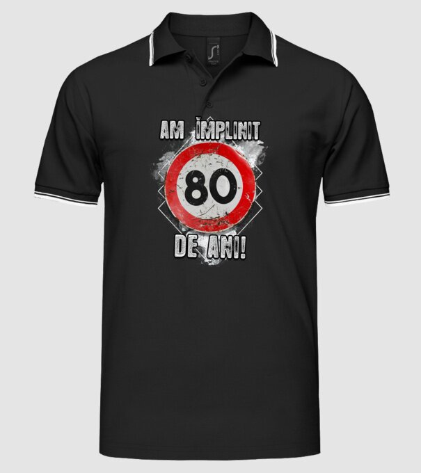 Am împlinit 80 de ani! model negru pe tricou