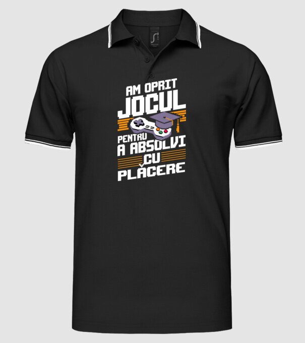 Am oprit jocul absolvent negru model negru pe tricou