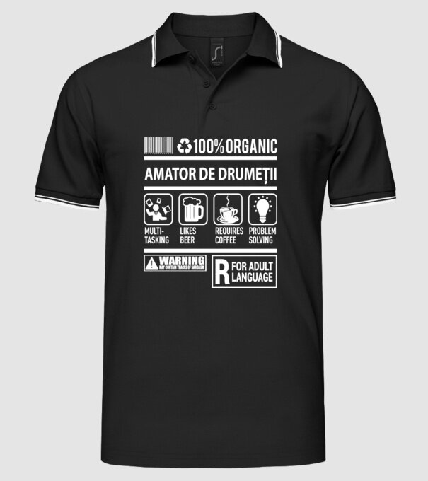 amator de drumeții model negru pe tricou