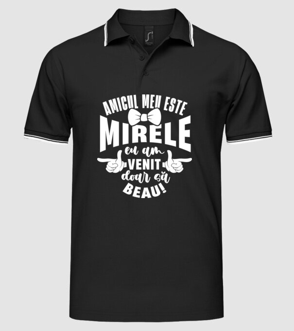 Amicul meu este mirele model negru pe tricou