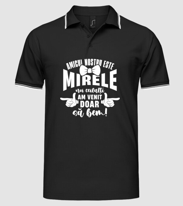 Amicul nostru este mirele model negru pe tricou