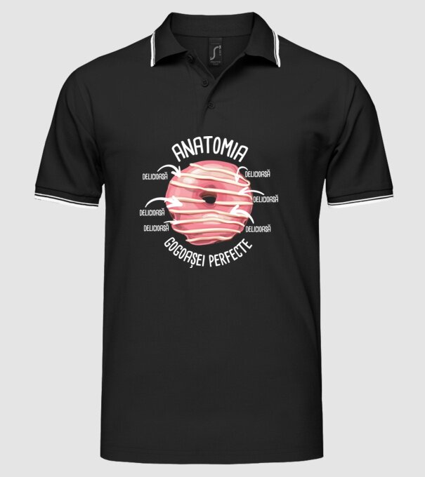 anatomia gogoașei perfecte: delicioasă model negru pe tricou