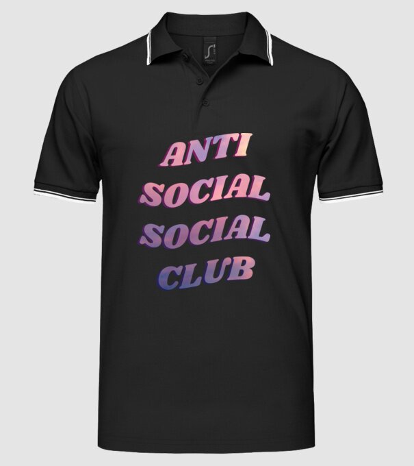 Anti social social club pink model negru pe tricou
