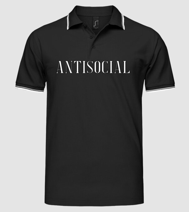 Antisocial model negru pe tricou