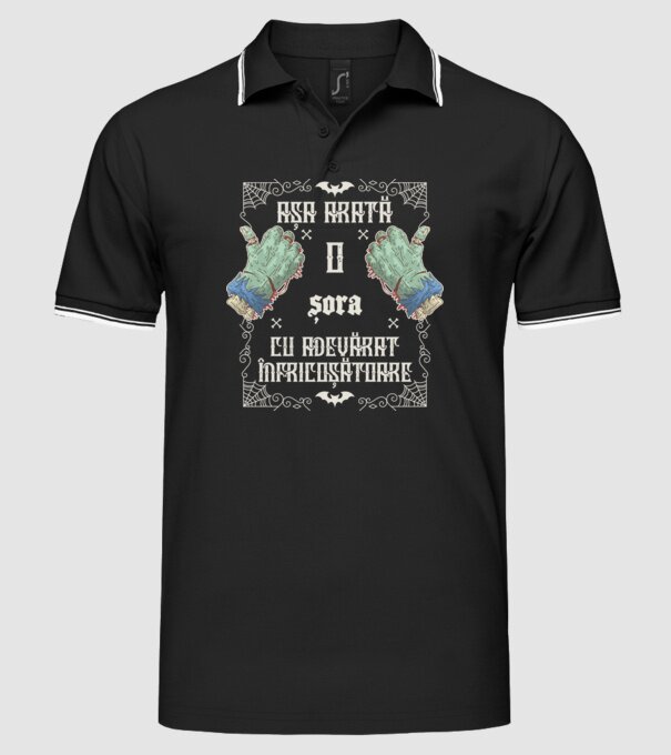 Așa arată o SORĂ cu adevărat înfricoșătoare model negru pe tricou