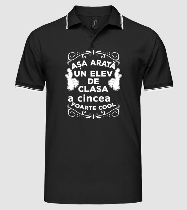 Așa arată un elev de clasa a cincea foarte cool model negru pe tricou