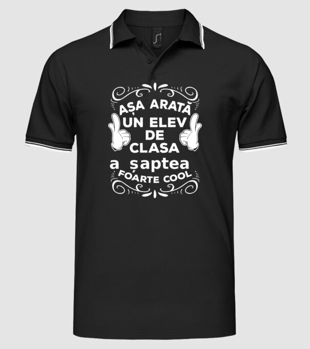 Așa arată un elev de clasa a șaptea foarte cool model negru pe tricou