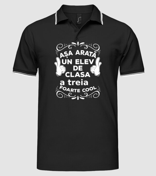 Așa arată un elev de clasa a treia foarte cool model negru pe tricou