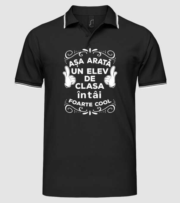 Așa arată un elev de clasa întâi foarte cool model negru pe tricou