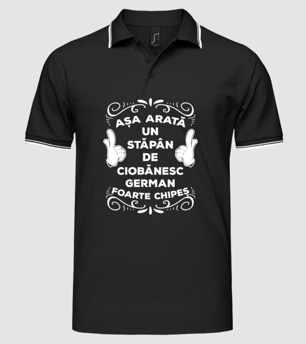Așa arată un stăpân de Ciobănesc german foarte chipeș model negru pe tricou