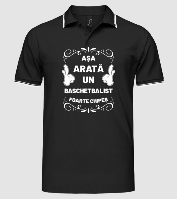 Așa arată un BASCHETBALIST foarte chipeș model negru pe tricou