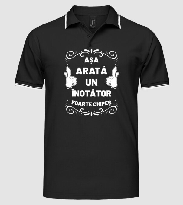 Așa arată un ÎNOTĂTOR foarte chipeș model negru pe tricou