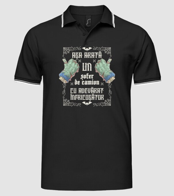 Așa arată un ȘOFER DE CAMION cu adevărat înfricoșător model negru pe tricou