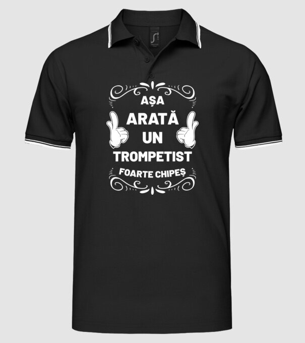 așa arată un trompetist foarte chipeș model negru pe tricou