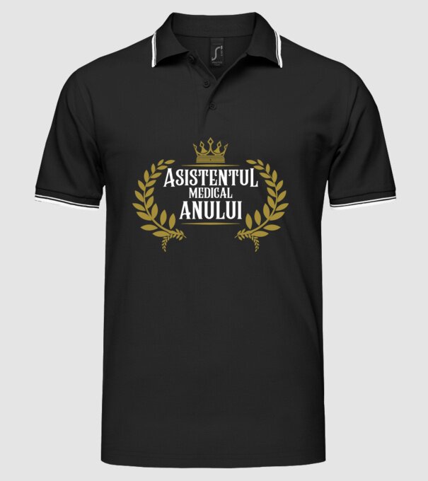 Asistentul medical al anului model negru pe tricou