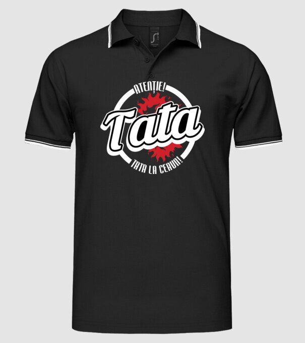 Atenție! Tata la ceaun! model negru pe tricou