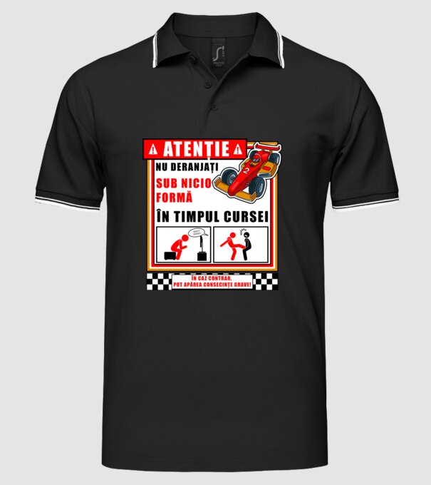 atenție model negru pe tricou