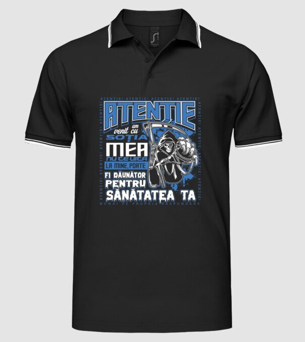 Atenție Am venit cu soția mea model negru pe tricou
