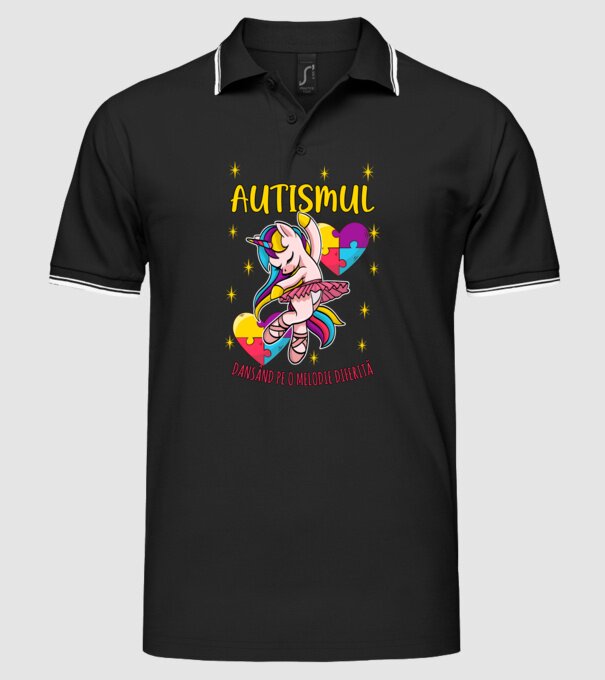 Autismul, dansând pe o melodie diferită model negru pe tricou