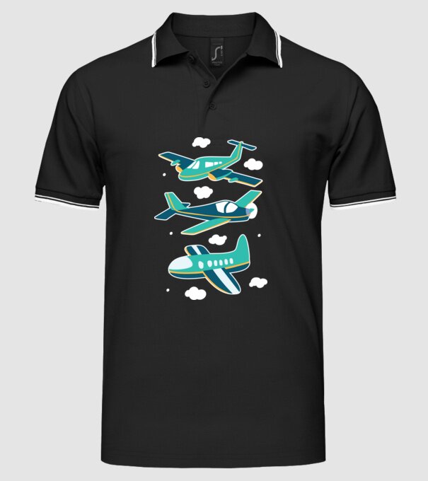 Avioane model negru pe tricou