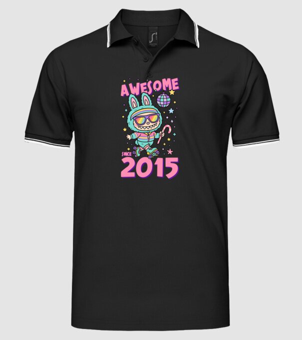 Awesome since 2015 - Labubu model negru pe tricou