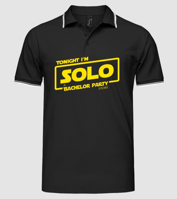 Bachelor Party Solo model negru pe tricou