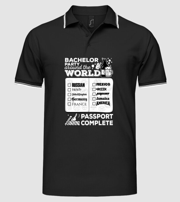 Bachelor Party World tour model negru pe tricou