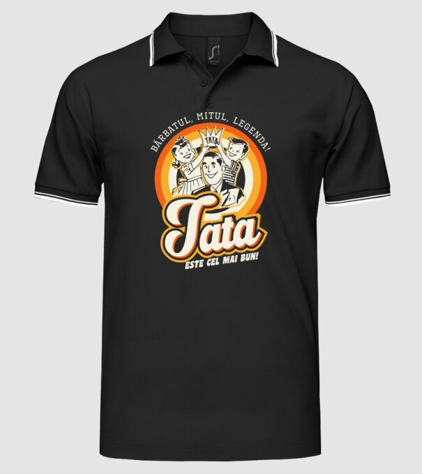 Bărbatul, mitul, legenda! Tata este cel mai bun! model negru pe tricou