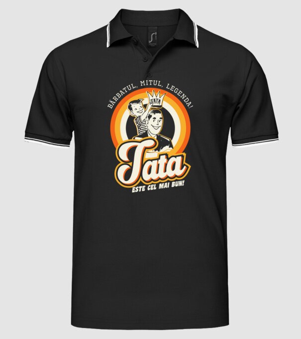 Bărbatul, mitul, legenda! Tata este cel mai bun! model negru pe tricou