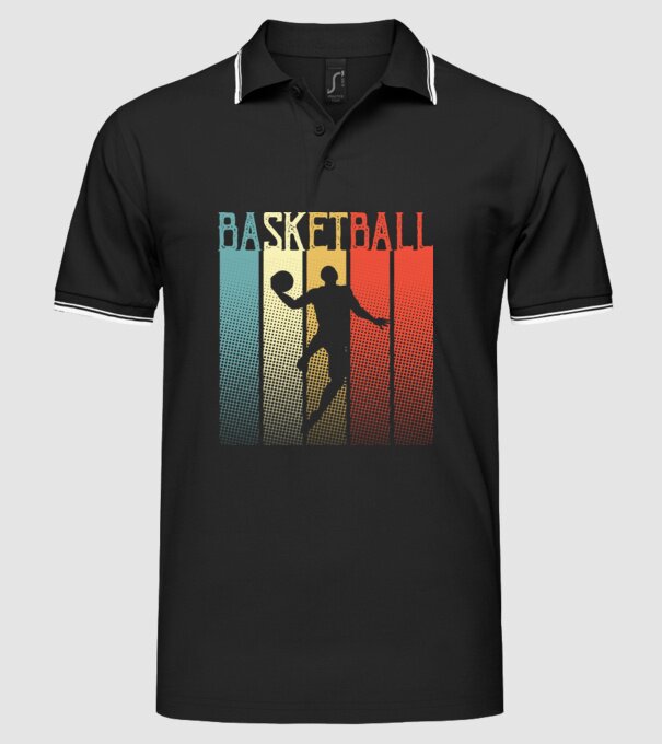 basketball vintage model negru pe tricou