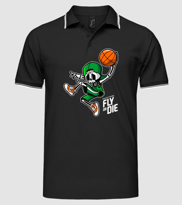 Basketbone model negru pe tricou