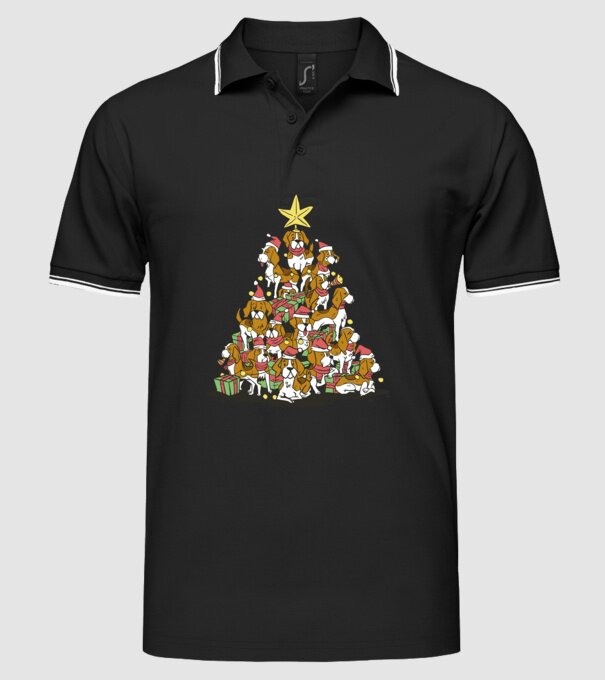 beagle christmas tree model negru pe tricou