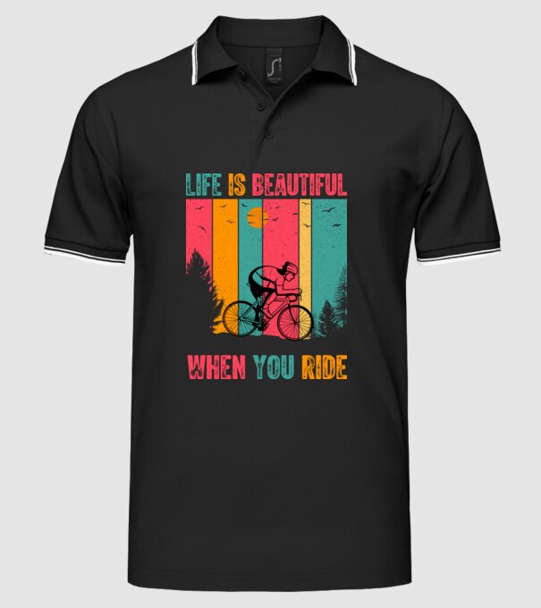 Beautiful ride model negru pe tricou