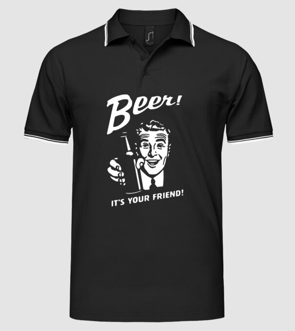 beer is your friend model negru pe tricou
