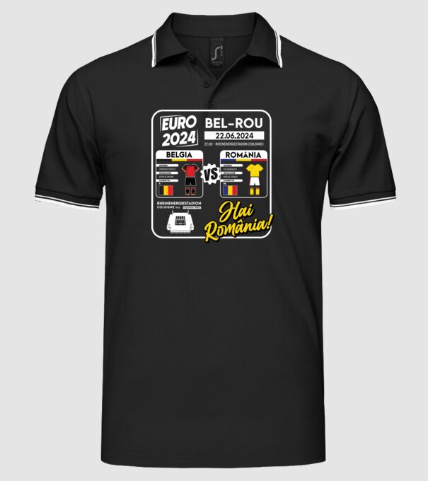 BEL-ROM euro 2024 calendar  model negru pe tricou