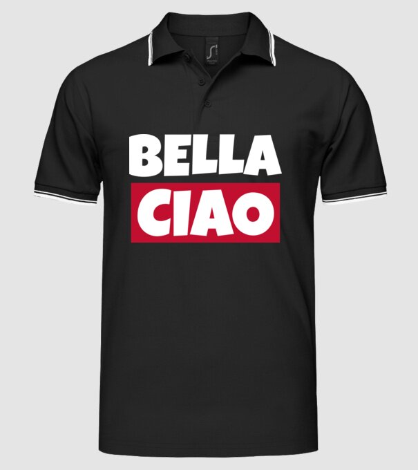 bella ciao logo model negru pe tricou