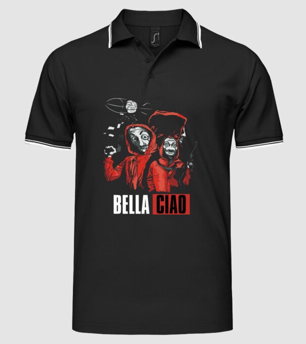bella ciao money heist model negru pe tricou