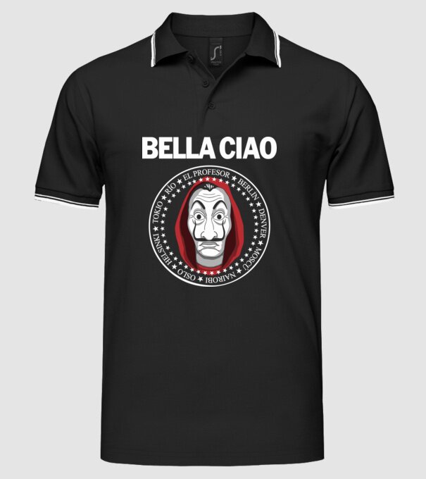 bella ciao stroke white model negru pe tricou