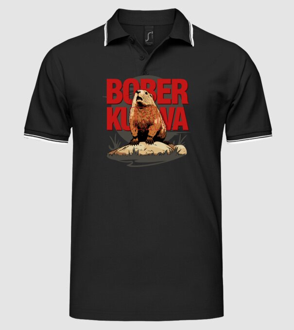 BOBER model negru pe tricou