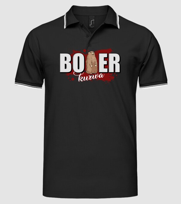 Bober Kurwa model negru pe tricou