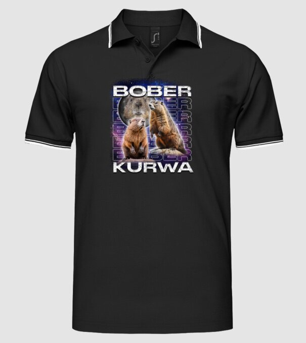 Bóber Kurwa universe model negru pe tricou