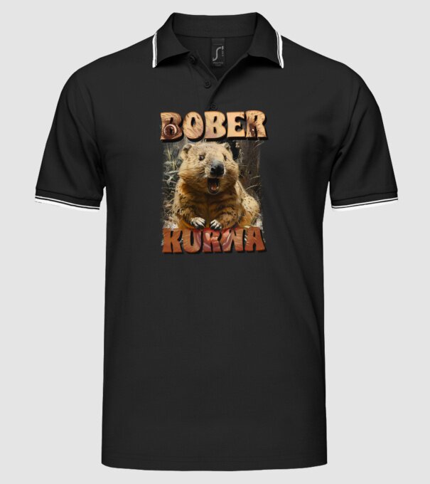 BOBER wombat model negru pe tricou