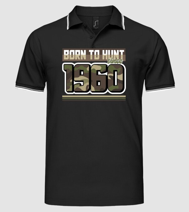 Born to hunt since 1960 model negru pe tricou