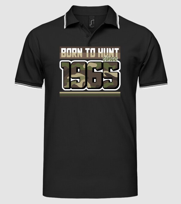 Born to hunt since 1965 model negru pe tricou