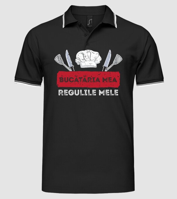 Bucătăria mea, regulile mele model negru pe tricou