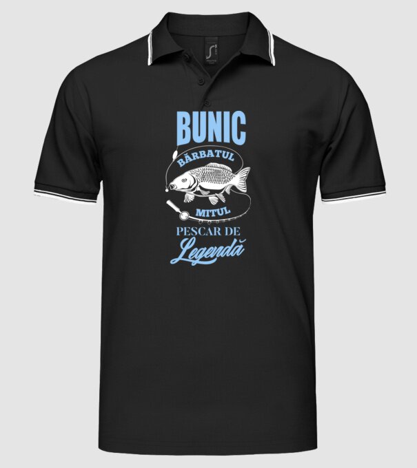 Bunic - bărbatul, mitul, pescar de legendă model negru pe tricou